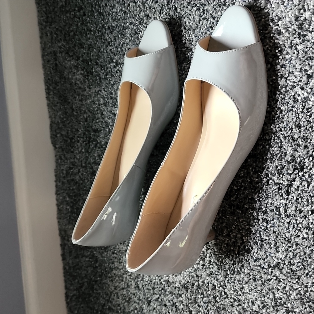 Grey peep toe heels never worn
